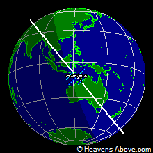 A picture showing the current position of the International Space Station